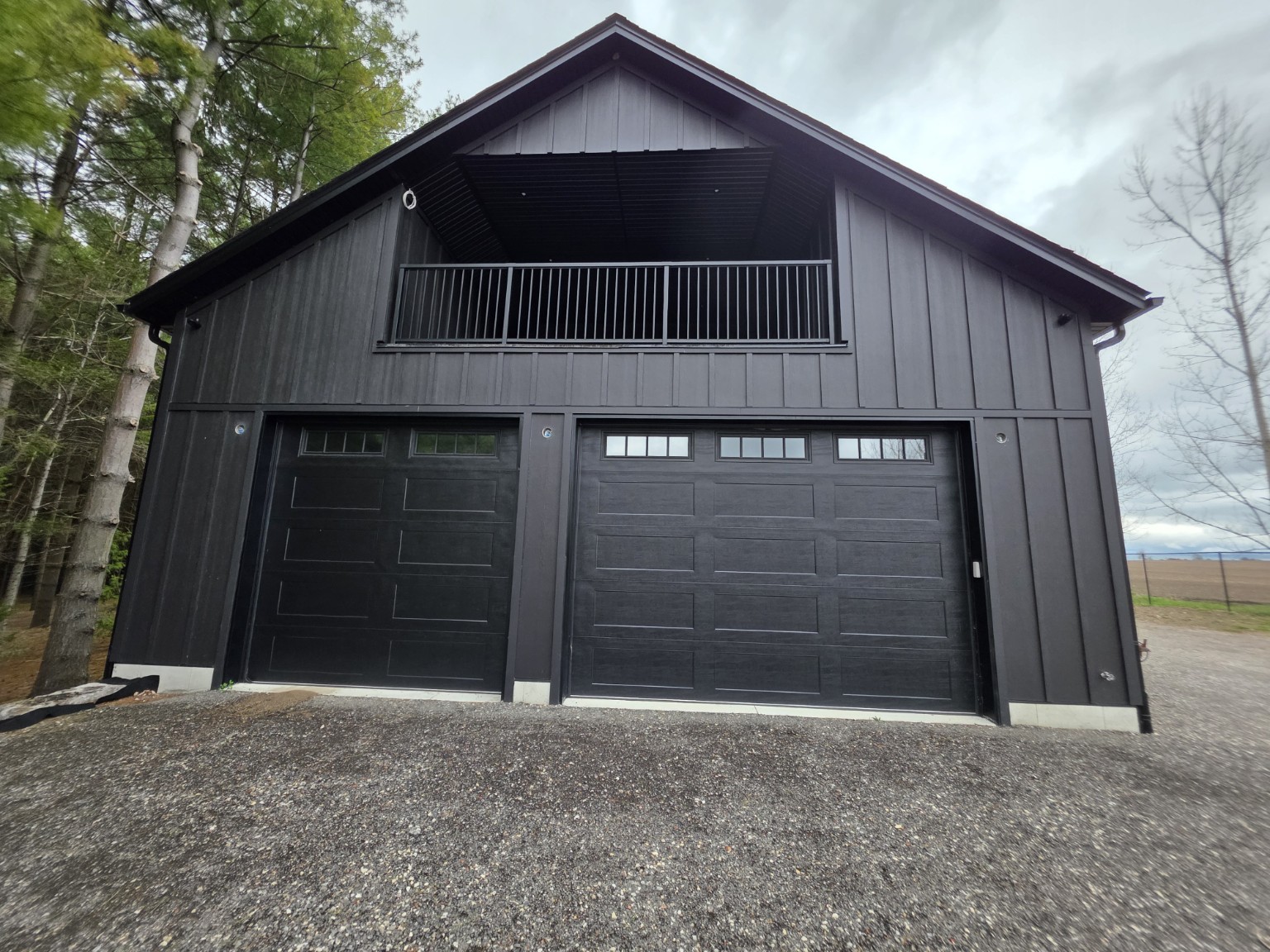 Completed six-car garage and ADU exterior in Guelph Eramosa