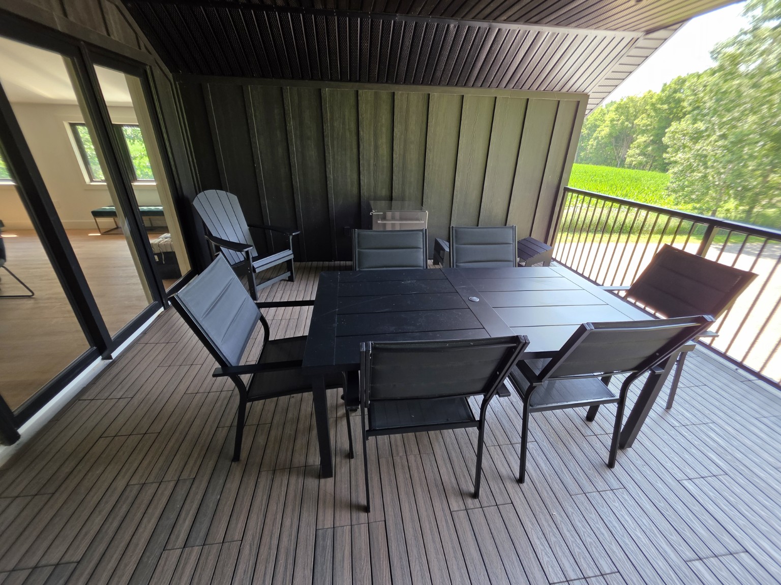 Finished deck tile and patio area